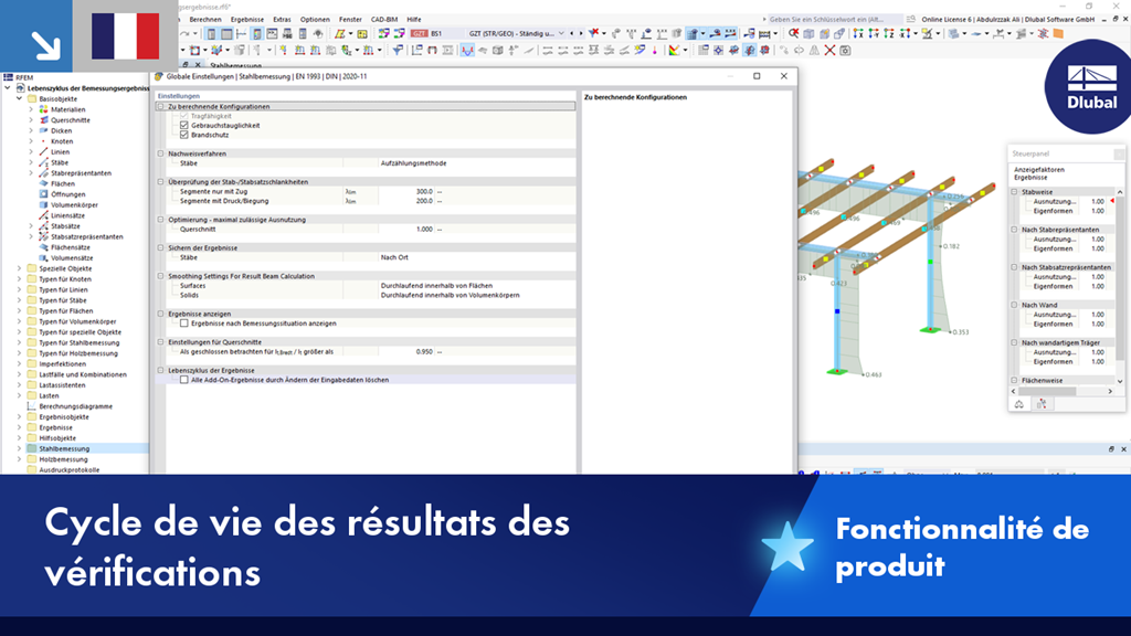 Cycle de vie des résultats des vérifications pour l’acier, les assemblages acier, l’aluminium et le bois