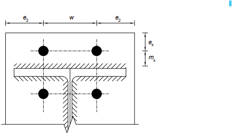 Dimensions clés pour la première rangée du tronçon en T et le module complémentaire Assemblages acier dans RFEM 6