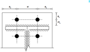 Dimensions clés pour la première rangée du tronçon en T et le module complémentaire Assemblages acier dans RFEM 6