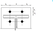 Dimensions clés pour la première rangée du tronçon en T et le module complémentaire Assemblages acier dans RFEM 6