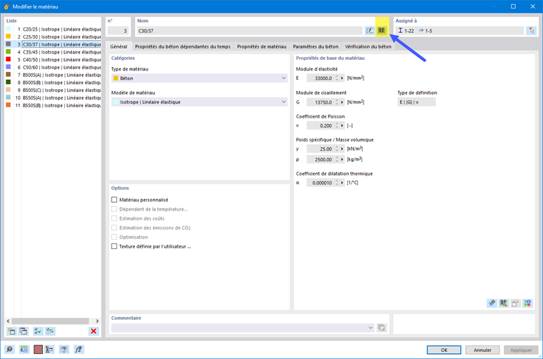 Vue d’ensemble de la boîte de dialogue Modifier le matériau