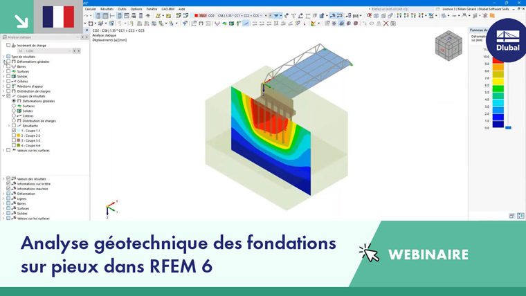 Annonce du webinaire présentant l'analyse géotechnique des fondations sur pieux en RFEM 6
