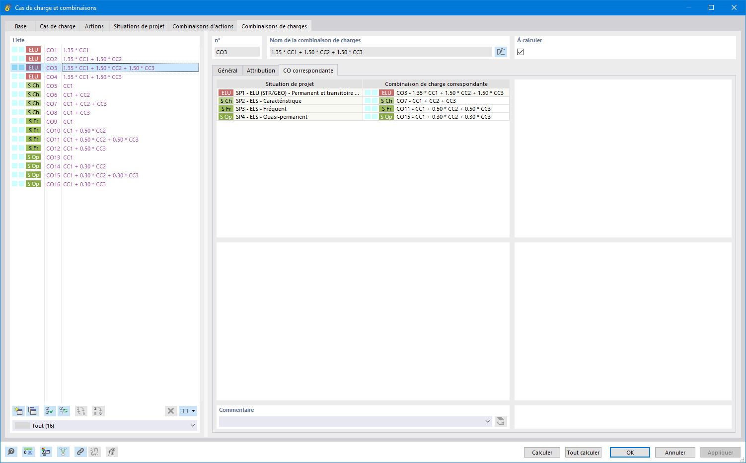 Illustration d’une combinaison de charges correspondante avec annotations techniques pour l’interaction des charges