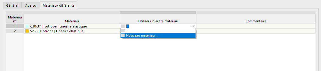 Utiliser un autre matériau pour la situation de projet