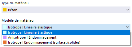 Modèles de matériaux pour béton