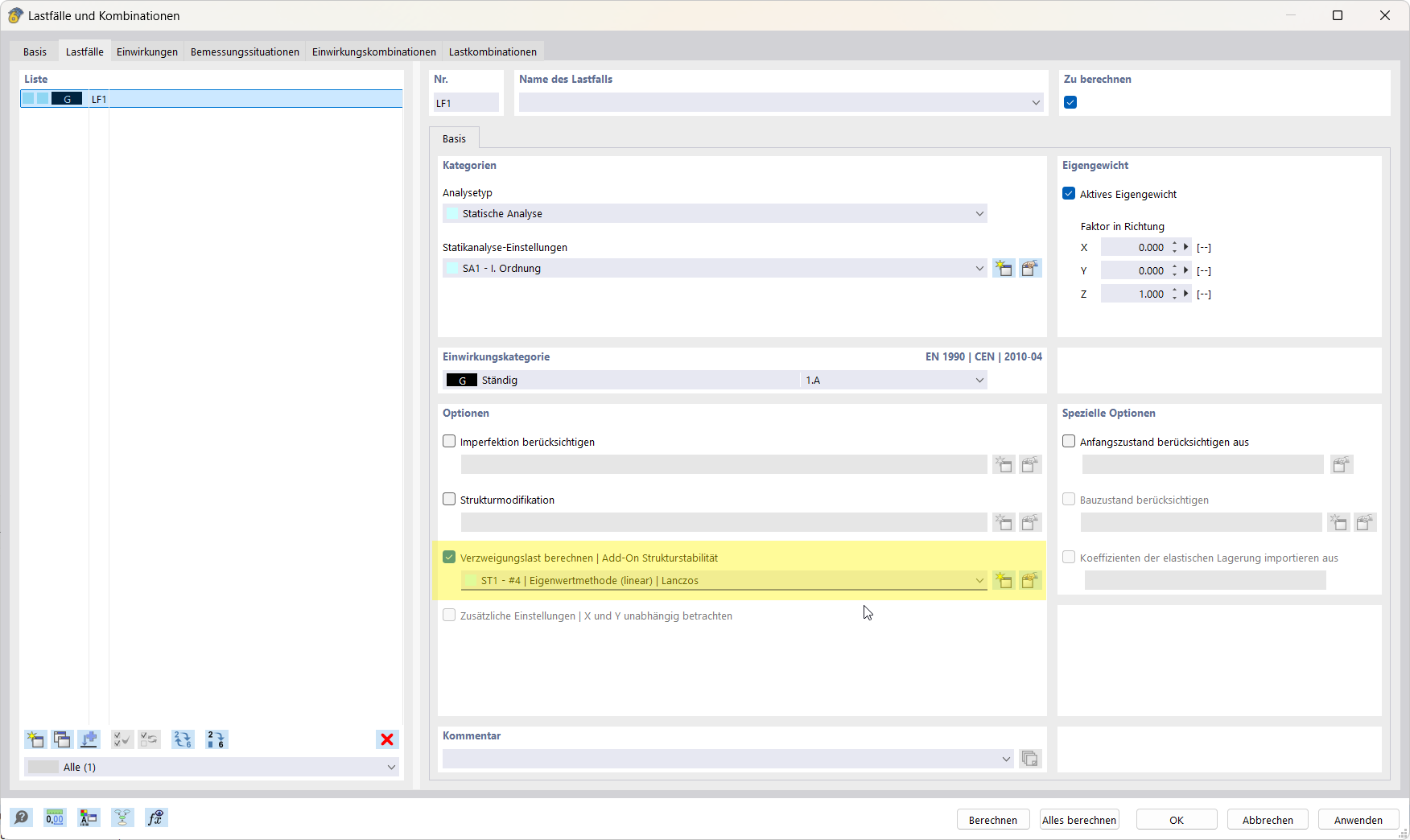 L’application offre de nouvelles options pour les cas de charge après activation de l’add-on.