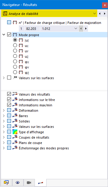 Le résultat du module complémentaire est présenté en tant que liste structurée dans le navigateur de résultats.