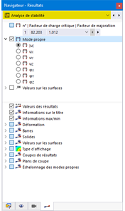 Le résultat du module complémentaire est présenté en tant que liste structurée dans le navigateur de résultats.