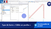 Représentation du type de barre "câble sur surface" mise en évidence dans une modélisation de structure pour une analyse accrue des contraintes.