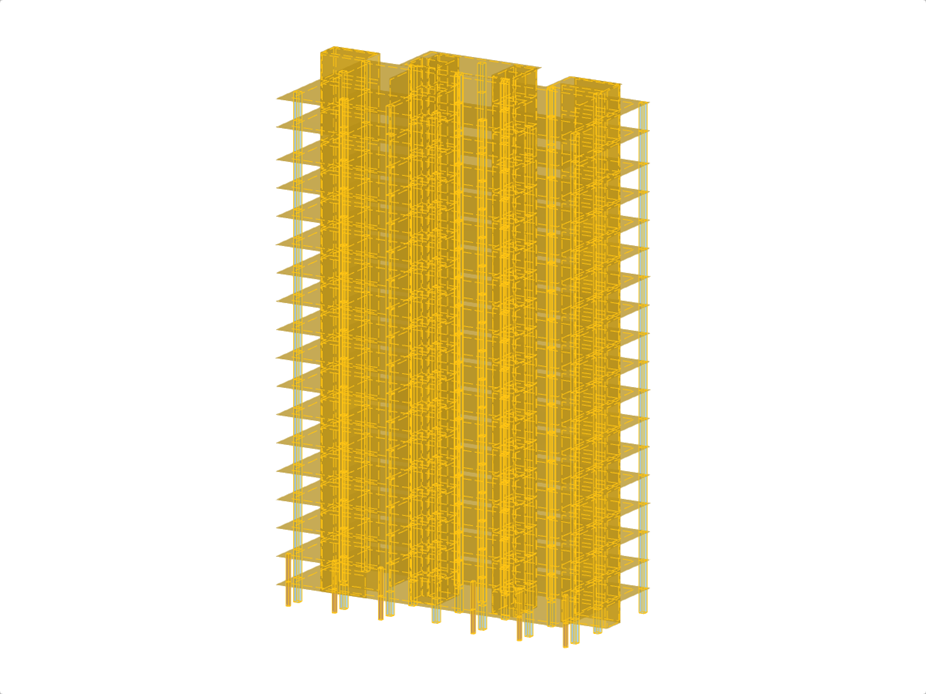 Modèle de simulation de bâtiment illustrant les méthodes de calcul des charges de vent pour les cadres monolithiques en se concentrant sur les approches méthodologiques.