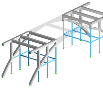 Visualisation de l’analyse des phases de construction pour RFEM 6 montrant le processus de modélisation par phases.