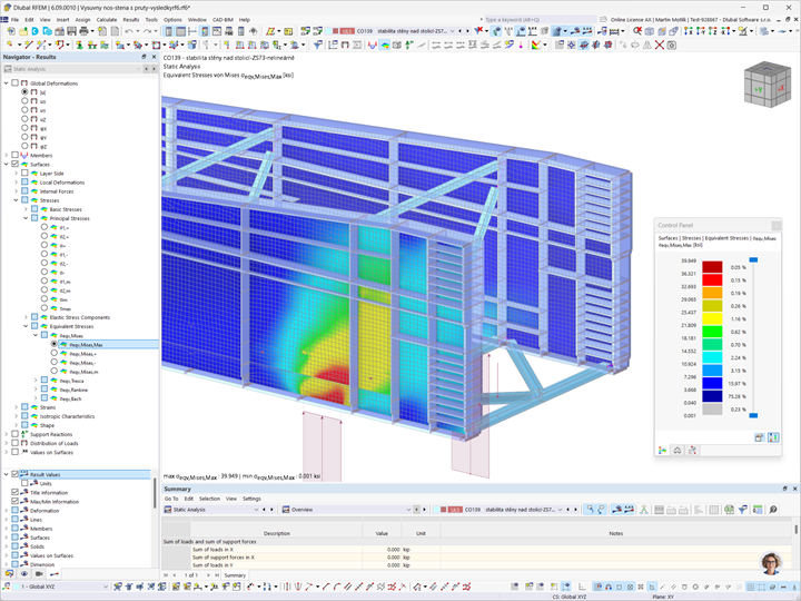 Translateur de lançage pour un pont autoroutier avec contraintes non linéaires.