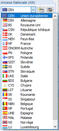 L’image montre différentes annexes nationales pour l’adaptation des normes dans les projets de construction.