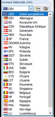 L’image montre différentes annexes nationales pour l’adaptation des normes dans les projets de construction.