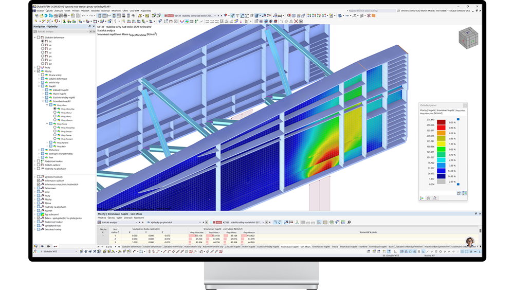 Modèle d’avant-bec en acier pour la distribution d’un viaduc en béton de l’autoroute D35 dans une simulation avec Dlubal Software