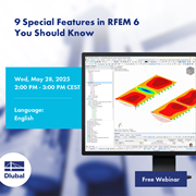 Neuf fonctionnalités spéciales dans RFEM 6 sont mises en avant pour souligner des options d’analyse avancées et des capacités de modélisation améliorées.