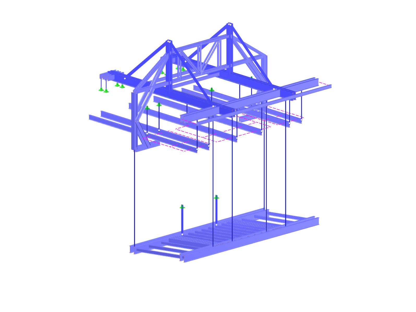 Structure en acier pour le support et l’assemblage de ponts.