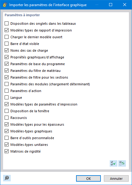Importation des paramètres de l’interface graphique