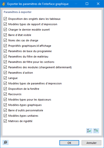 Exporter les paramètres de l’interface graphique