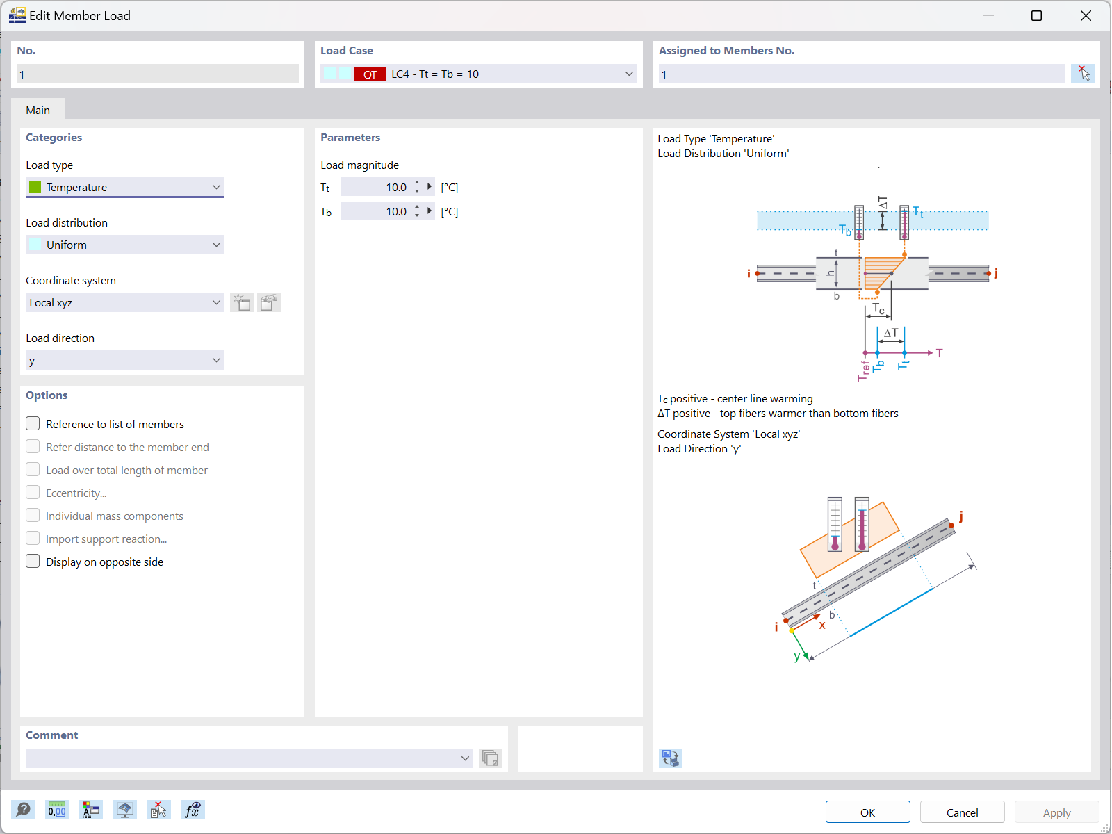 Illustration de la simulation de l’effet de membrane par l’application de charges de température dans RFEM 6.