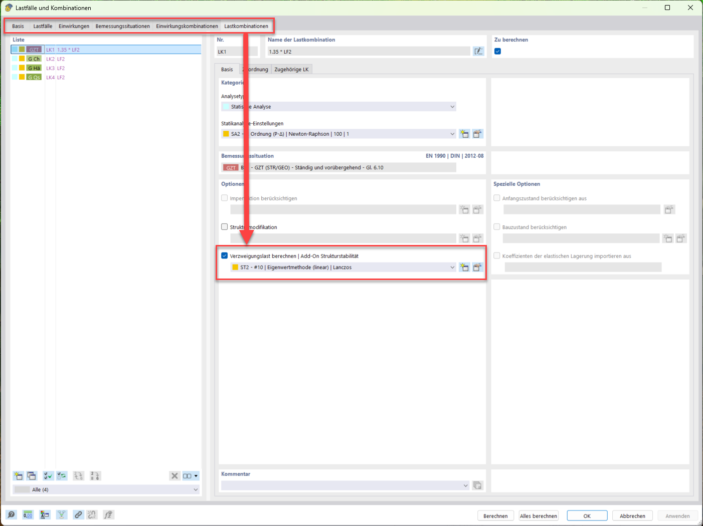 Calcul et représentation des longueurs efficaces pour une barre, incluant le flambement par flexion et l’analyse de stabilité.