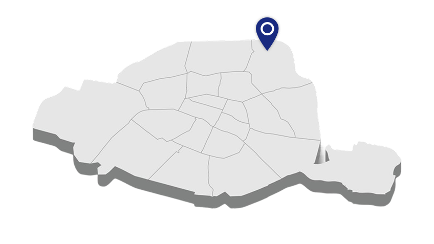 Carte de Paris illustrant les emplacements des bureaux. Localisation stratégique visiblement indiquée.