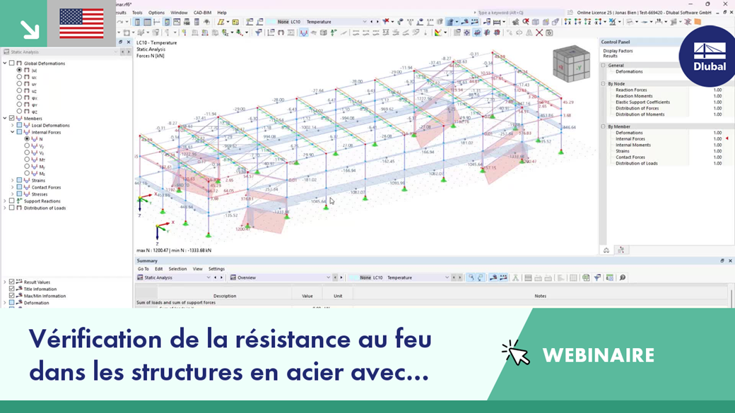 Webinaire sur les principes fondamentaux de la vérification au feu des structures en acier pour démonstration dans RFEM 6.