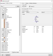 L’image montre une fenêtre de sélection de section dans un outil logiciel. L’utilisateur sélectionne des paramètres de section définis.