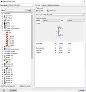 L’image montre une fenêtre de sélection de section dans un outil logiciel. L’utilisateur sélectionne des paramètres de section définis.