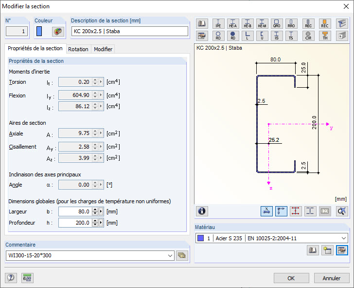 Une coupe transversale détaillée montre le traitement dans un environnement CAO. Les détails techniques et les paramètres sont visibles.
