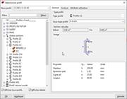 Vue détaillée de la modification d’un catalogue de profilés dans un logiciel technique.