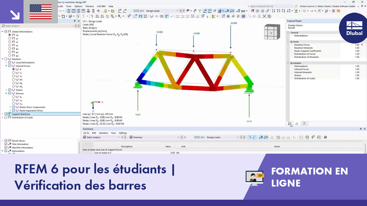 Session interactive sur la vérification des barres avec RFEM 6 pour les étudiants en ingénierie