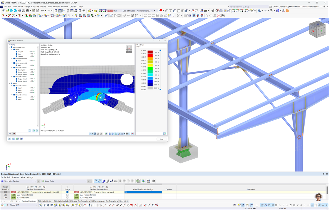 Structures en acier modélisée dans RFEM 6 pour le support de panneaux solaires avec assemblages en acier détaillés