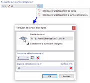Définir graphiquement la surface et la ligne pour les bandes de calcul
