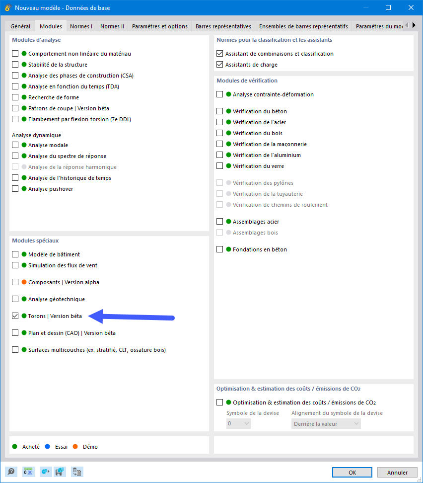 Activer le module complémentaire pour les torons