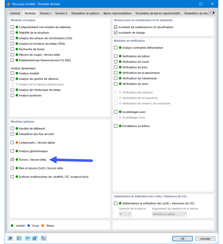 Activer le module complémentaire pour les torons