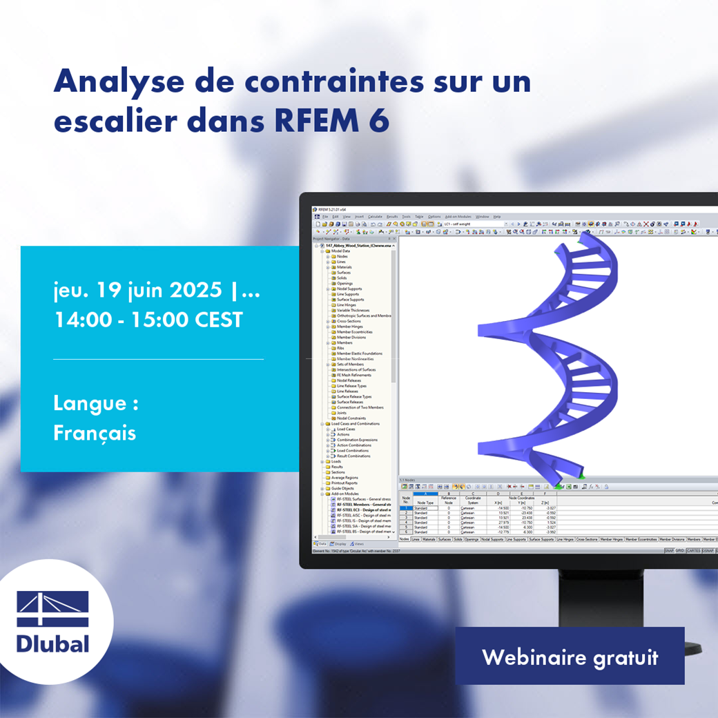 Analyse de contraintes sur un escalier dans RFEM 6