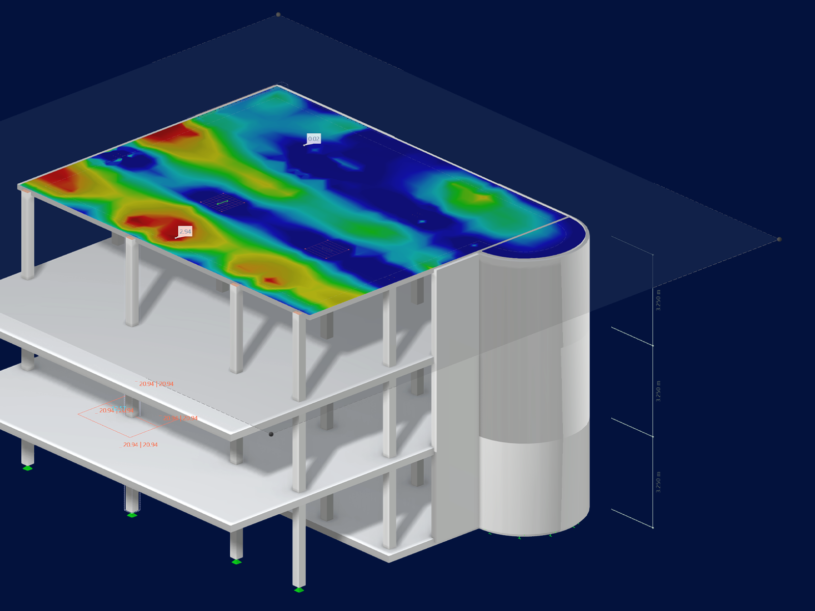 Options pour la vérification des armatures de surface en béton, y compris les armatures libres à deux bandes, pour éviter la flexion, la compression et le cisaillement.