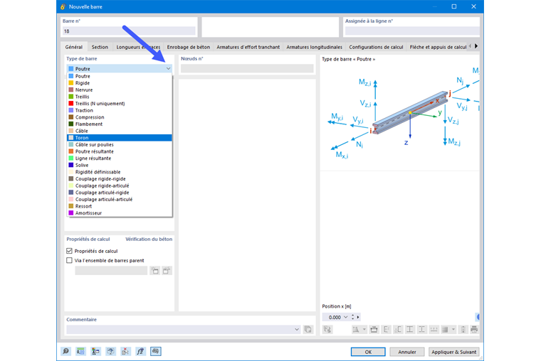Spécifier le type de barre « Toron »