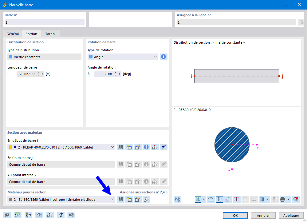 Définir le matériau des torons
