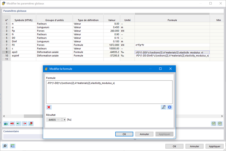 Déterminer l’effet de la précontrainte en tant que modification de longueur ε