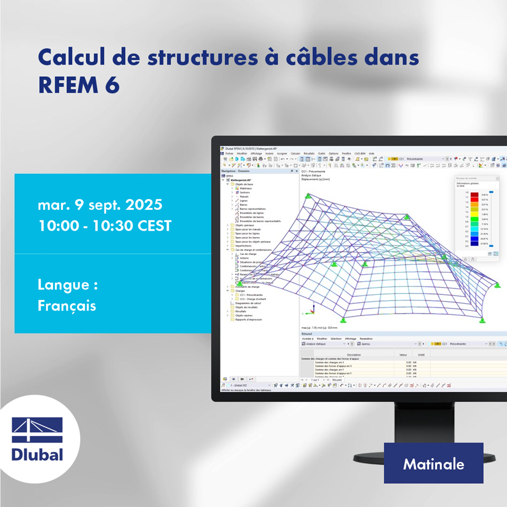 Calcul de structures à câbles dans RFEM 6