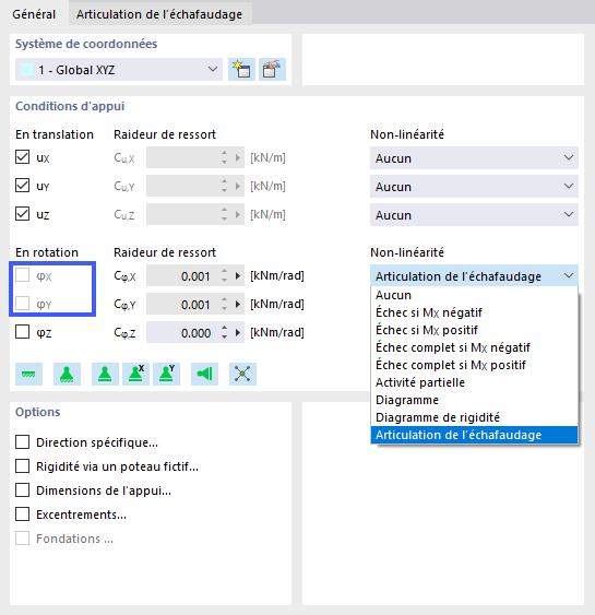 Sélectionner l’articulation d’échafaudage pour les rotations horizontales de l’appui