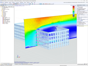 Simulation des charges de vent sur une façade pour stabiliser son système d’ancrage.