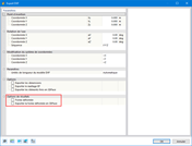 Fenêtre de sélection avec différentes options pour l’exportation DXF