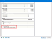 Fenêtre de sélection avec différentes options pour l’exportation DXF