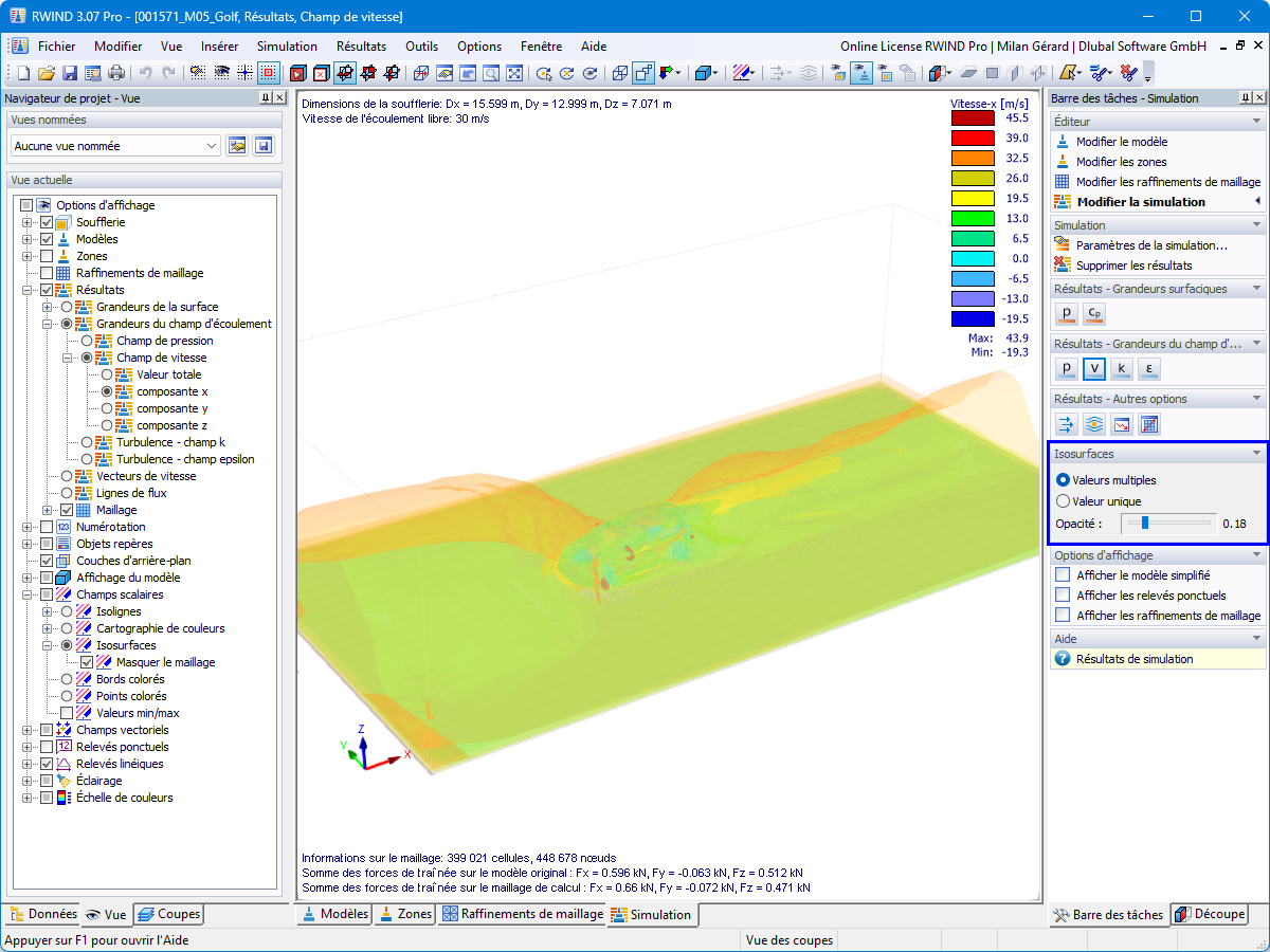 Isosurfaces des résultats de champs scalaires