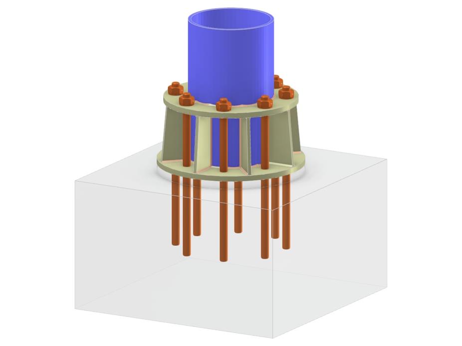 Modèle 005852 | Pied de poteau avec anneau externe et renforts