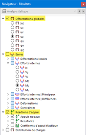 Sélectionner les résultats pour les barres avec torons dans le navigateur