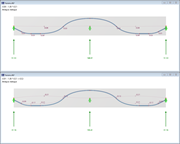 Visualisation d'une poutre en béton précontraint montrant les différences de poids propre et de structure avec et sans précontrainte.